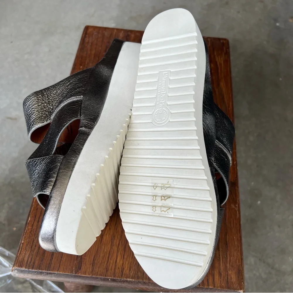 NEW L’amour Des Pieds Allyssa Leather Platform Sandals Platinum silver NWOB 8 - Picture 5 of 5